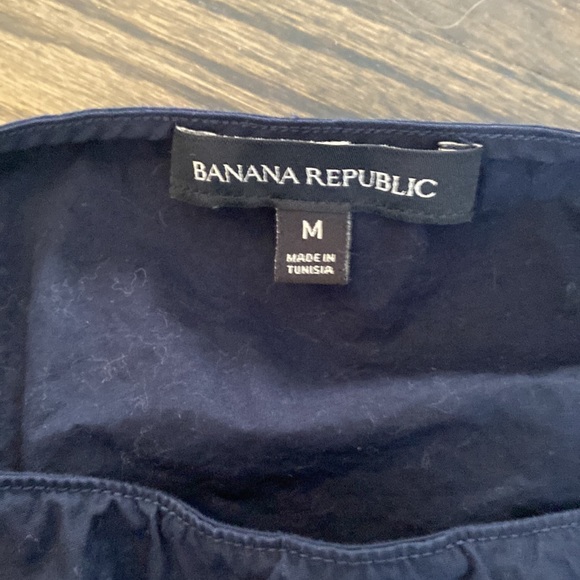 Banana Republic Navy Blue Dress Shirt Bow Sleeves Medium M EUC Blouse - Picture 4 of 9